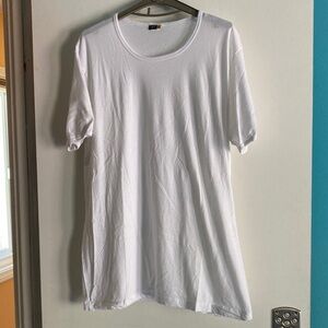 Jet White Egyptian Cotton Tunic Length Tee Shirt Womens Size L 44" Bust